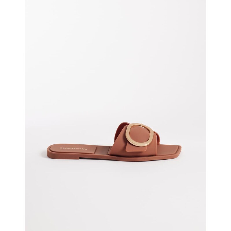 Glamorous jelly buckle sandals in brown 115518976
