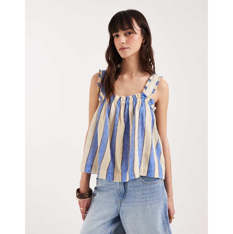 ASOS DESIGN Delilah stripe beach cami top in blue stripe