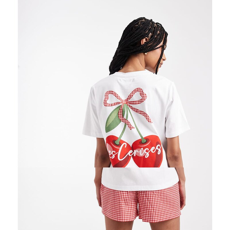 Threadbare short sleeve pyjama set with cherry print and boxer