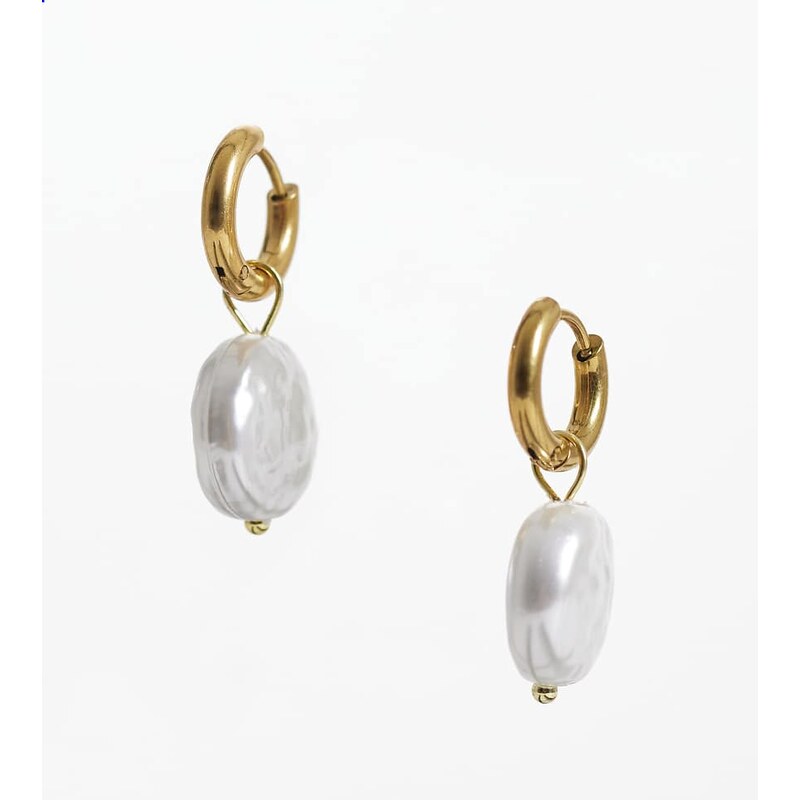 Lost Souls hoop earring with pearl charm in 18ct gold plated