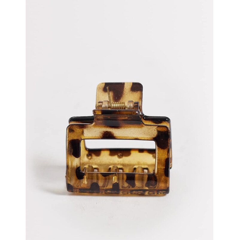 DesignB London mini square hair claw clip in tort-Brown