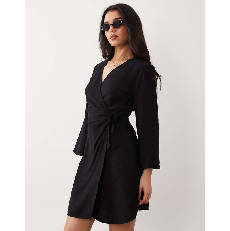 JDY wrap kimono dress in black 113545630