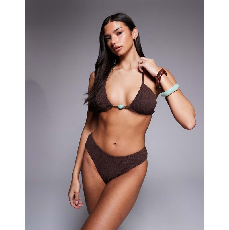 The Frolic exclusive crinkle bead front scoop halterneck bikini