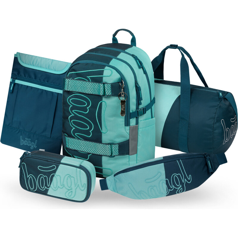 BAAGL SET 5 Skate Petrol: batoh, penál, sportovní taška,