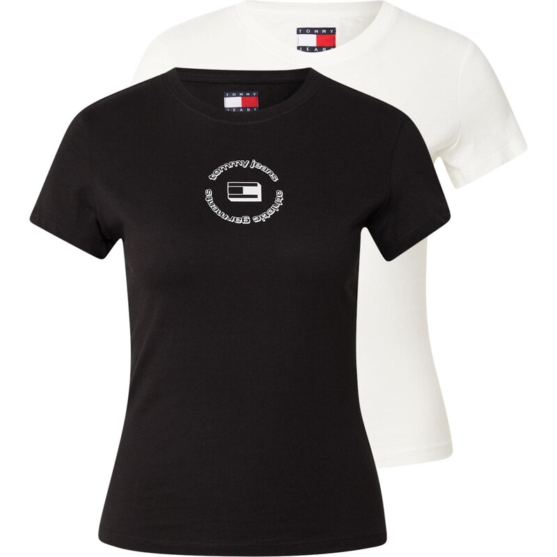 Tommy Jeans Tričko 'Ess' černá / bílá