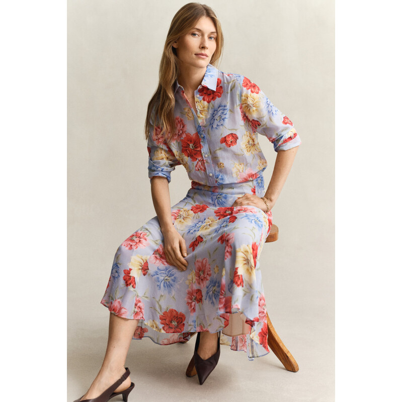 SUKNĚ GANT FLORAL PRINT PANEL SKIRT LIGHT BLUE 115740067