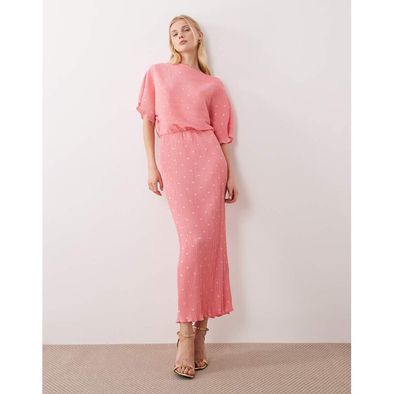 Never Fully Dressed Tilly off shoulder plisse maxi dress in
