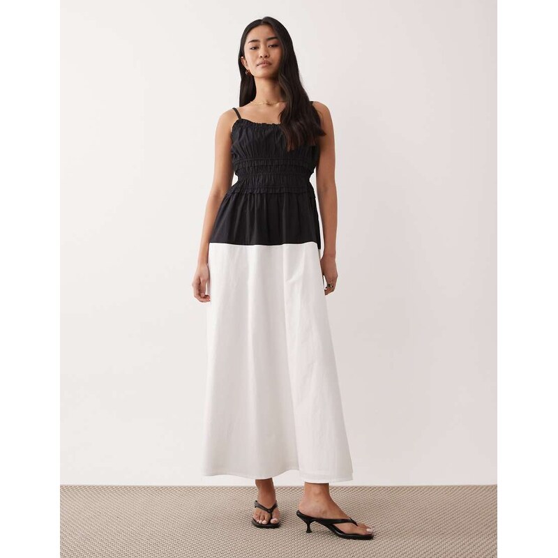 Nobodys Child Alina cotton cami shirred detail drop waist maxi dress 113545701