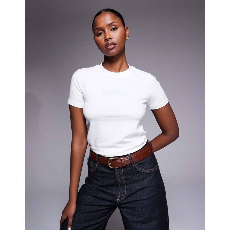 Barbour International Kansas slim logo t-shirt in white 114895461