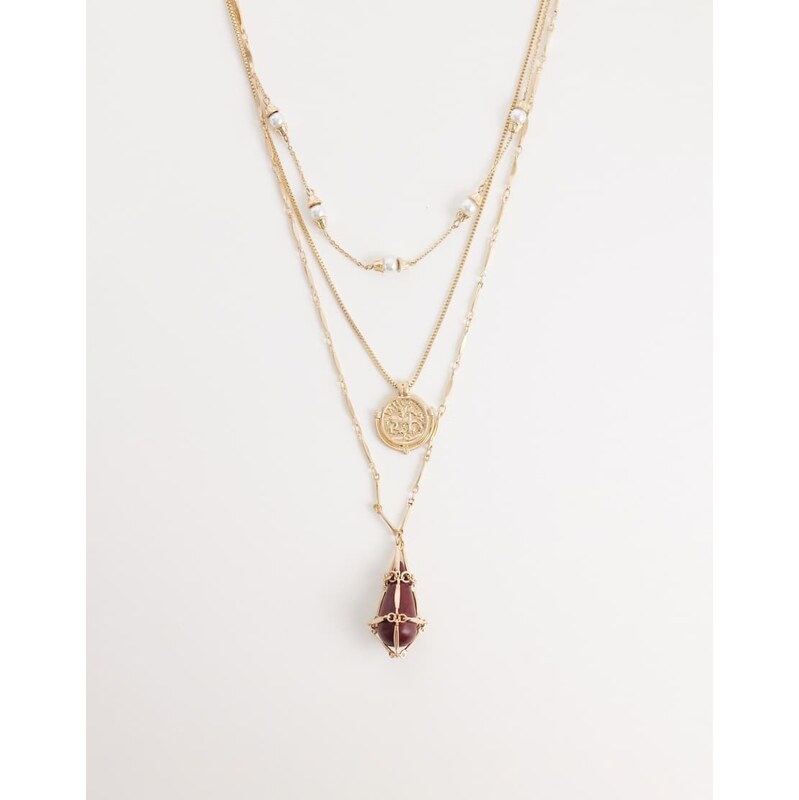 Reclaimed Vintage layered longline necklace with pedant detail