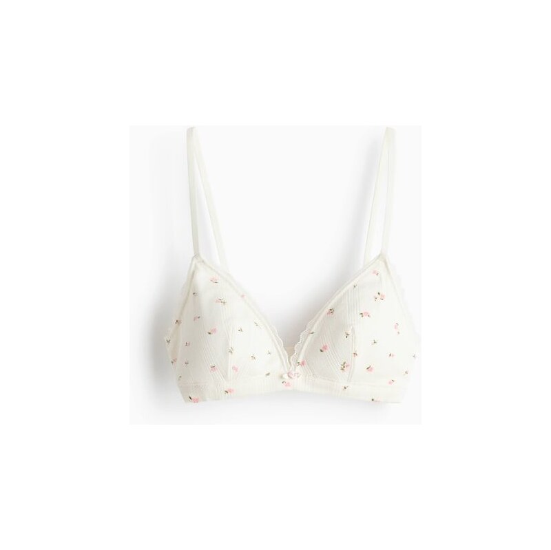 H&M - Měkká vyztužená ažurová podprsenka - bílá 113547612