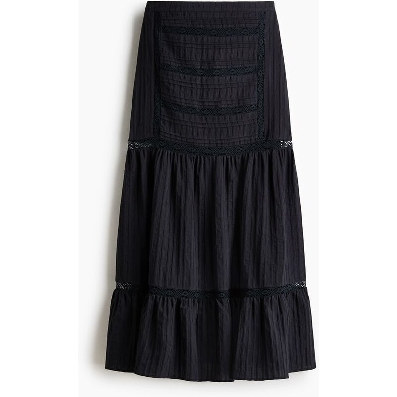 H&M - Maxisukně s krajkovými vsadkami - černá 113547617