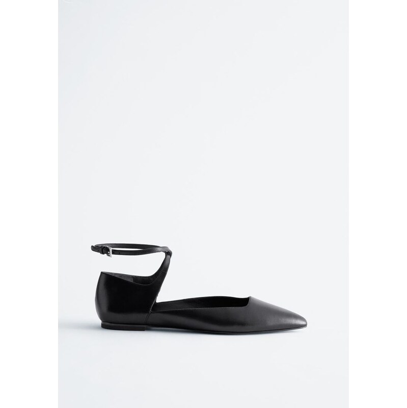 H&M - Kožené balerínys překříženými pásky - černá 113547621
