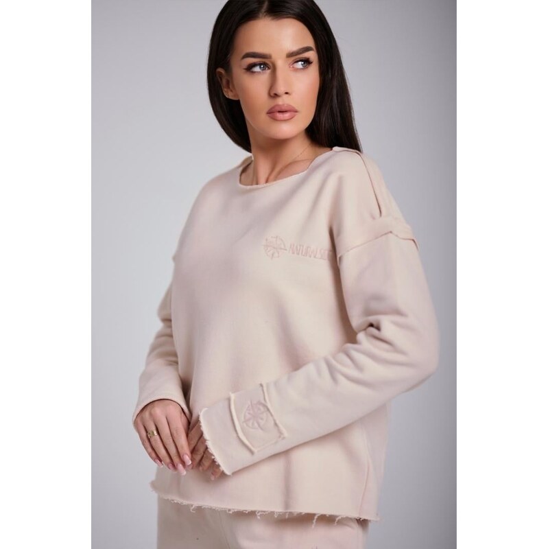 Dámská mikina bez kapuce Oversize světle béžová Natural Side