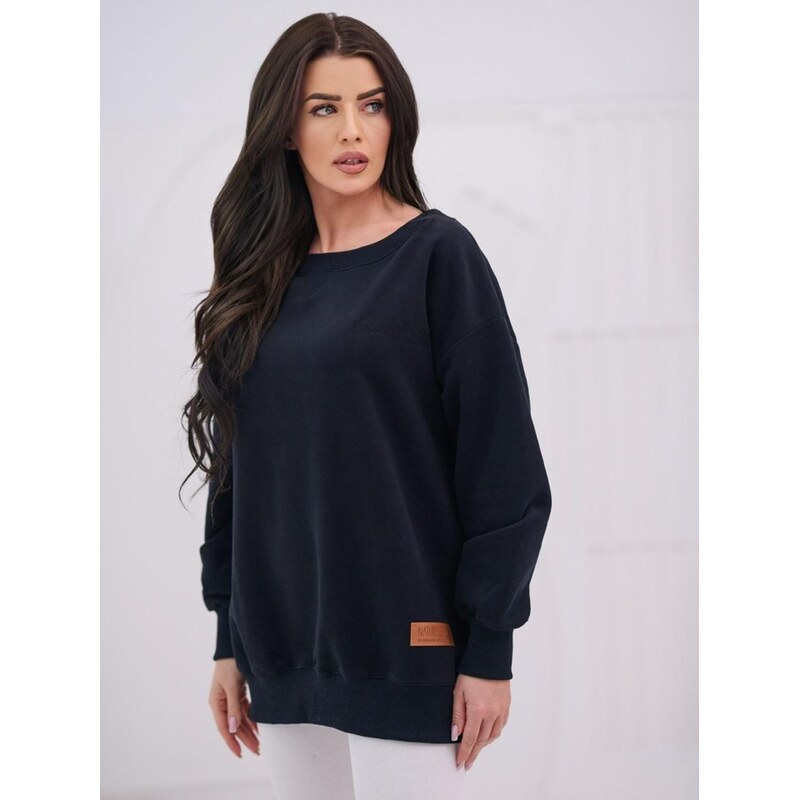 Dámská mikina bez kapuce Oversize černá Natural Side Leather
