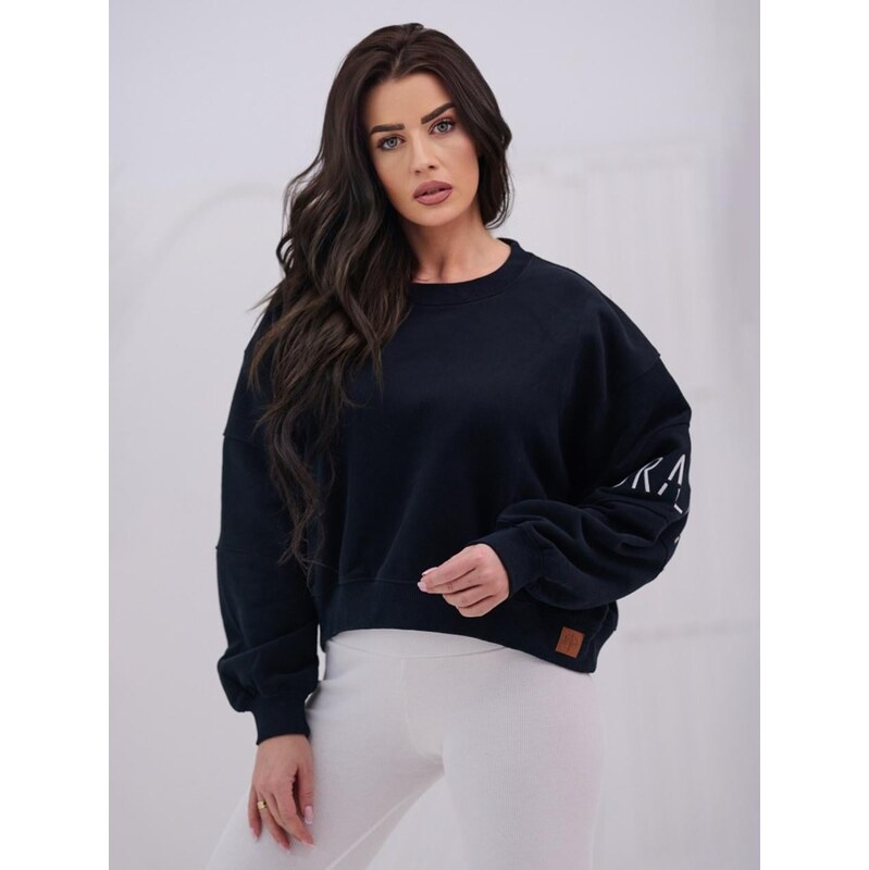 Dámská mikina bez kapuce Oversize černá Natural Side Haft Logo