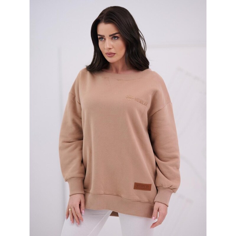 Dámská mikina bez kapuce Oversize světle hnědá Natural Side