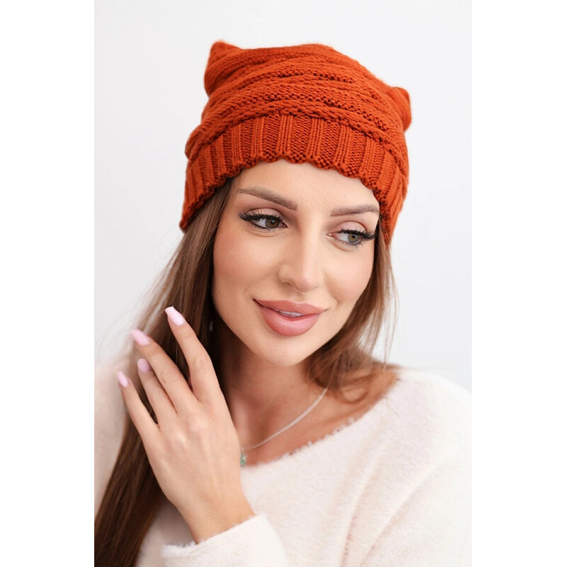 K-Fashion Dámská zimní čepice s klasickým ribkovaným pletením K439 113556817