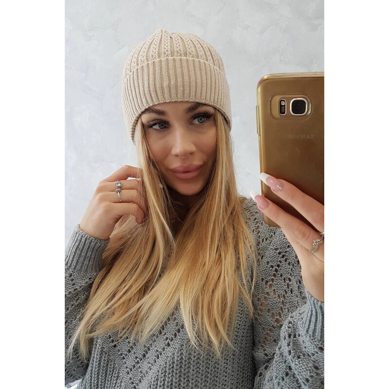 Tenká čepice Veronica K249 béžová 113556981