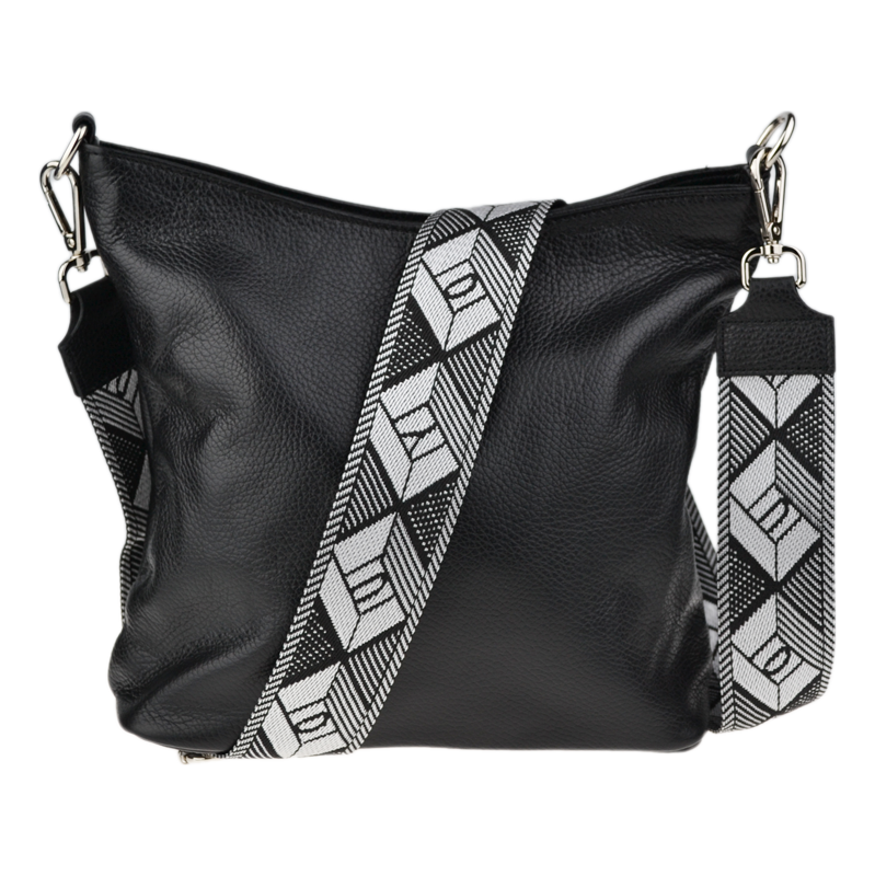 Černá kožená italská crossbody kabelka Amalia Nera II