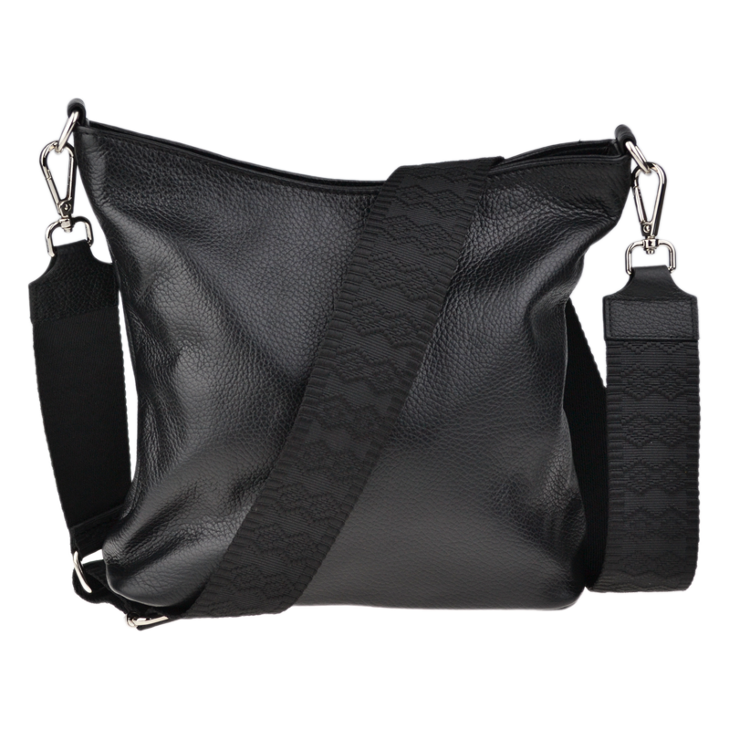 Černá kožená italská crossbody kabelka Amalia Nera VI
