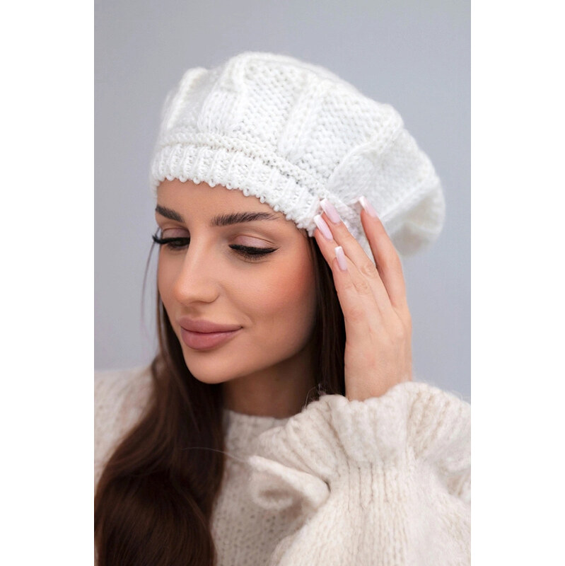 K-Fashion Dámská zimní vlna čepice baret K414 ecru 113557192