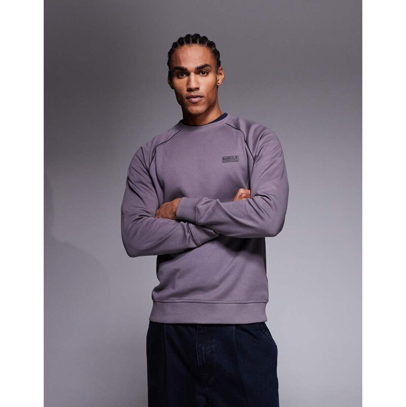 Barbour International Markford crewneck logo sweatshirt in purple grey 113575011