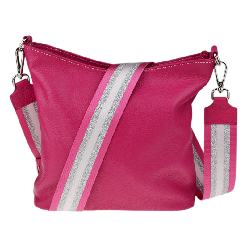 Růžová kožená italská crossbody kabelka Amalia Fuxia V NovaKabelka.cz 113561368