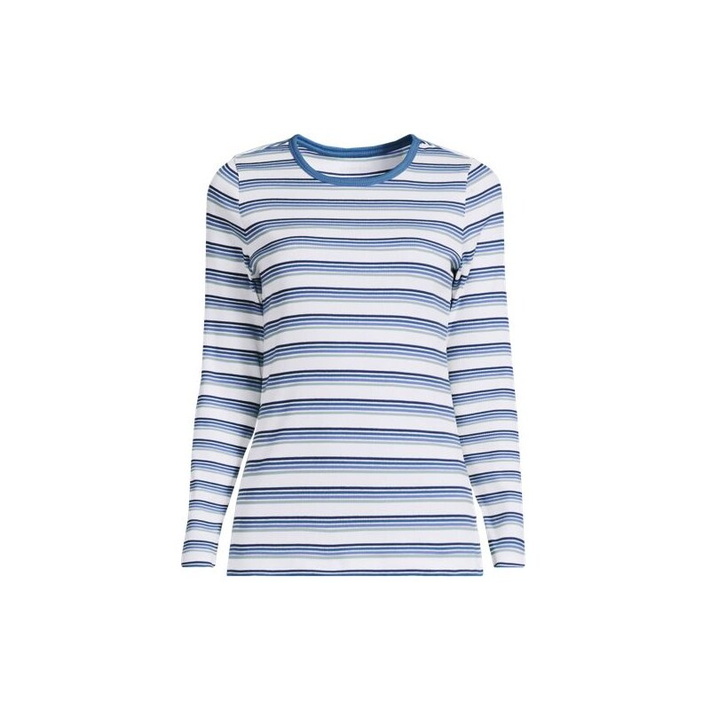 Womens Long Sleeve Micro Rib Top, Women, size: 24-26, plus, Ivory, 115236686