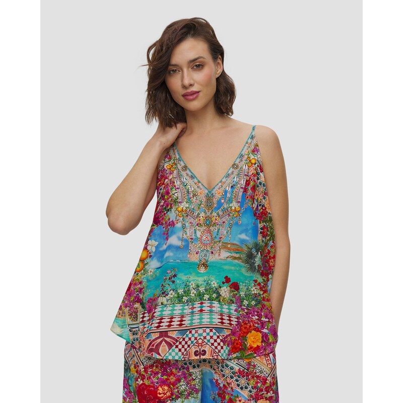 Hedvábný Dámský Top Camilla V Neck Cami 113560948