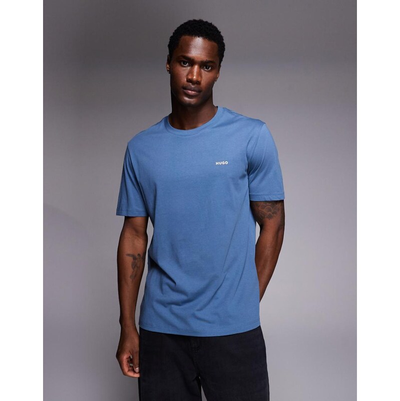 HUGO Red dero tonal logo t-shirt in light mid blue