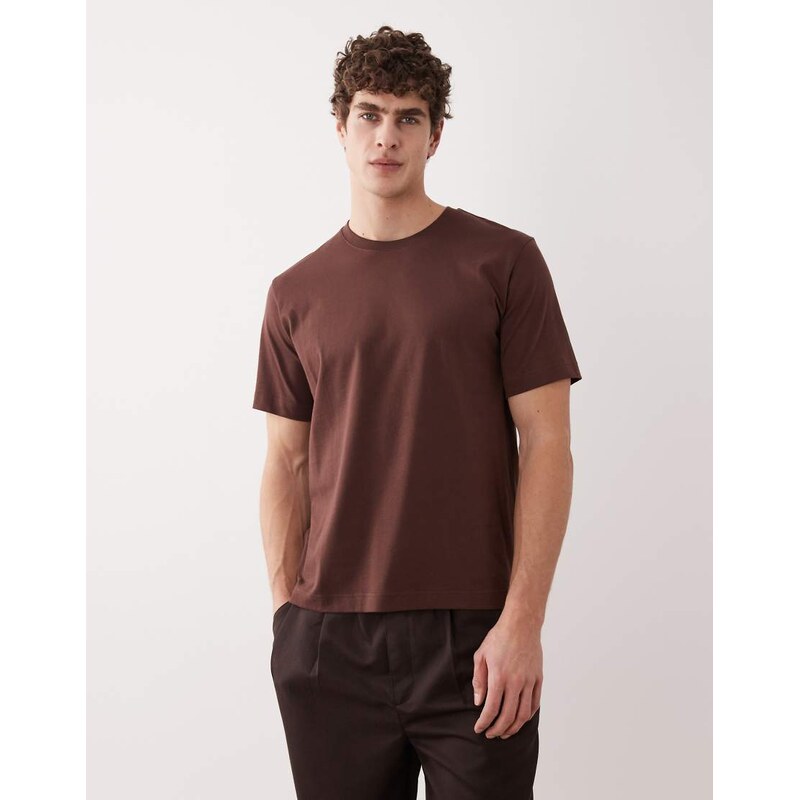 ARKET midweight jersey t-shirt in chocolate brown