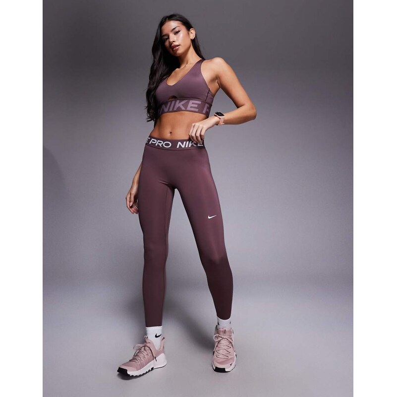 Nike Training Nike Pro Training Dri-FIT 365 mid rise legging in dark purple-Brown