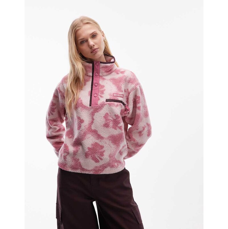 Columbia Helvetia II printed cropped half snap fleece in pink 113561567