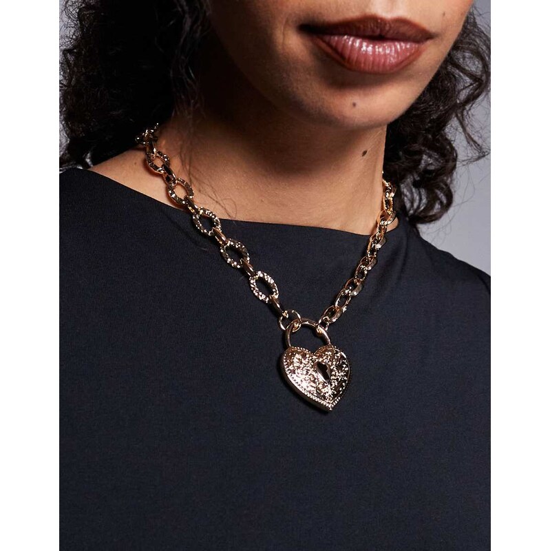 ALDO luvella vintage heart lock necklace in gold 113561628