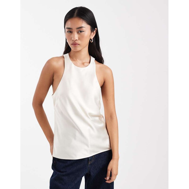 ASOS DESIGN ASOS DESIN satin racer cami in cream-White