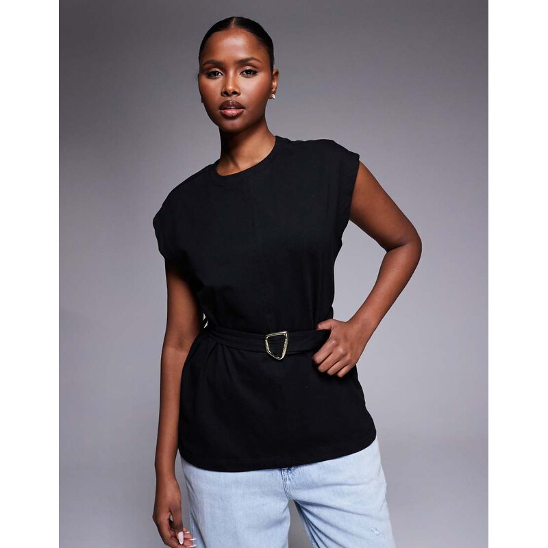 Barbour International Alexis relaxed tie up buckle top in black 113561921