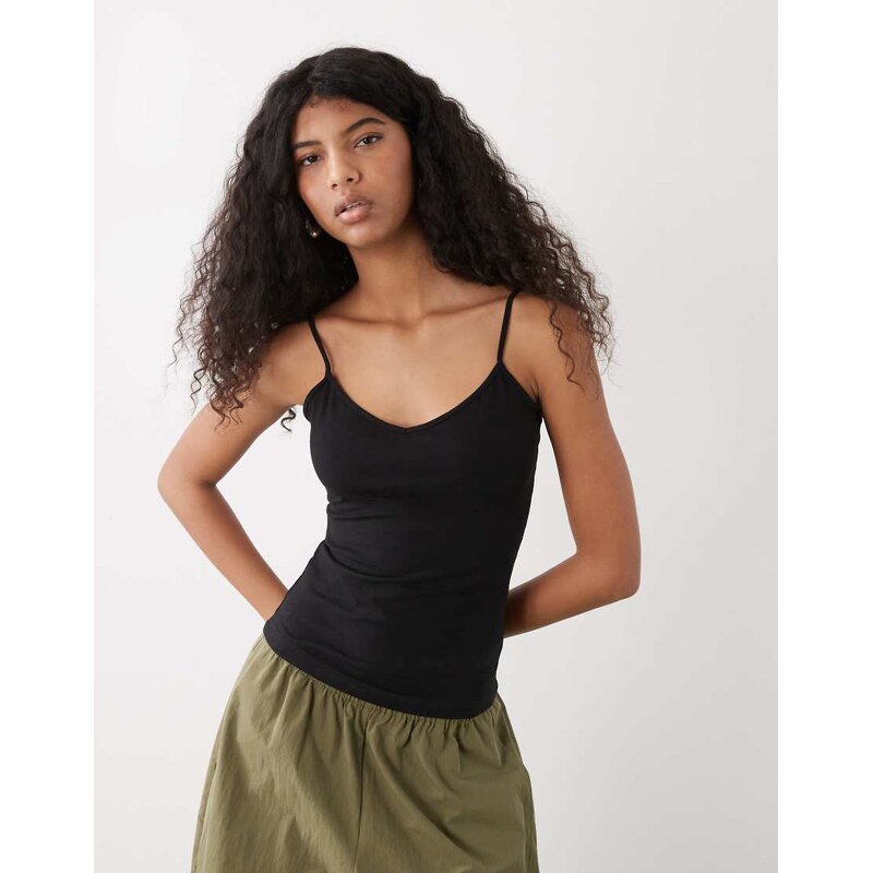Weekday Demi singlet vest in black