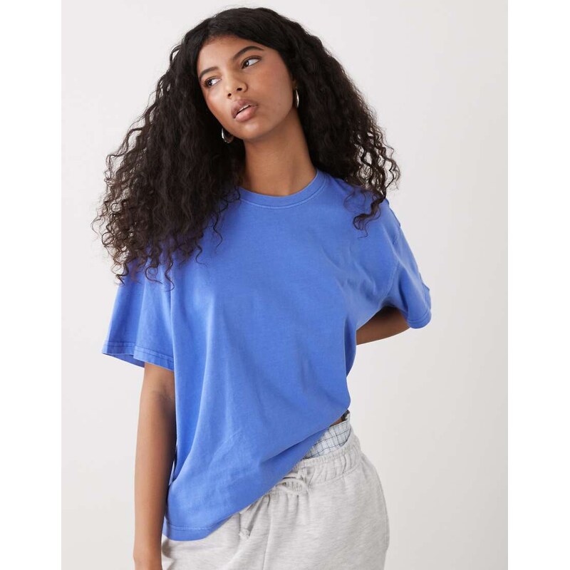 Weekday Danya boxy t-shirt in royal blue