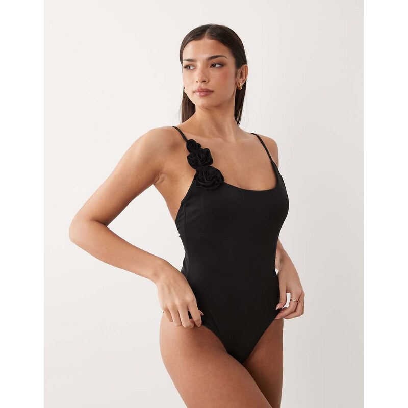 Mango rosette swimsuit in black 113562021
