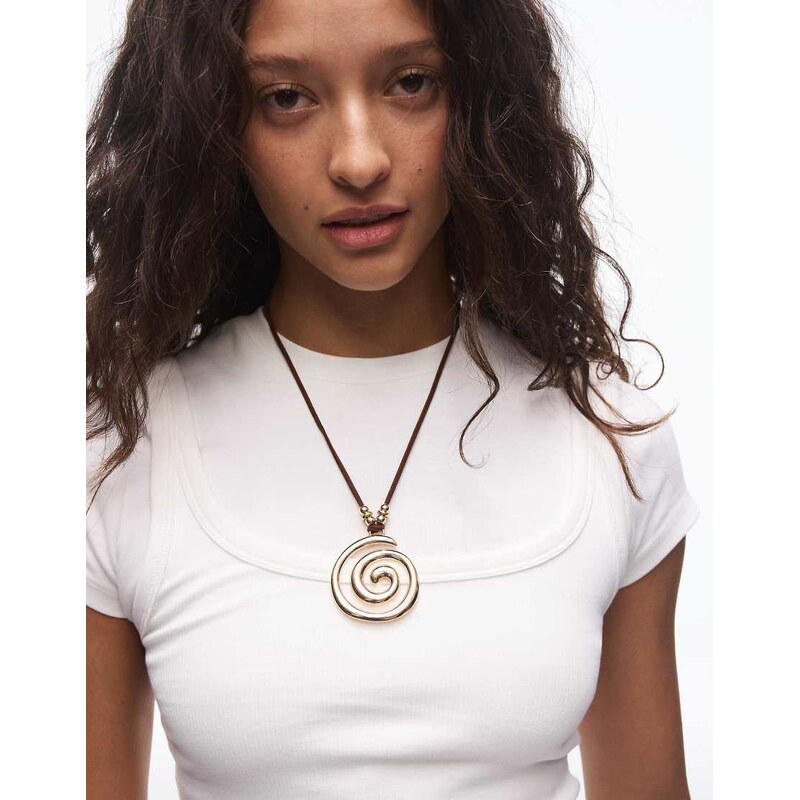 Bershka Pendant cord necklace in gold