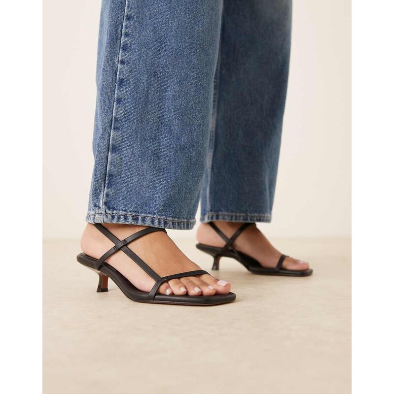 ASOS DESIGN Hop minimal kitten heel sandals in black 114263535