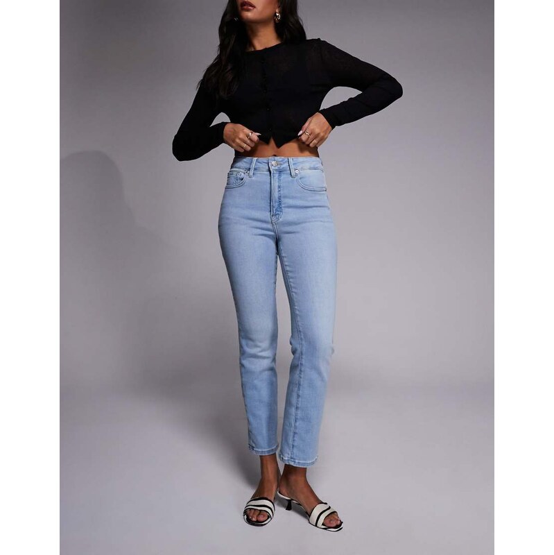 Good American good legs mid rise straight jeans in light blue