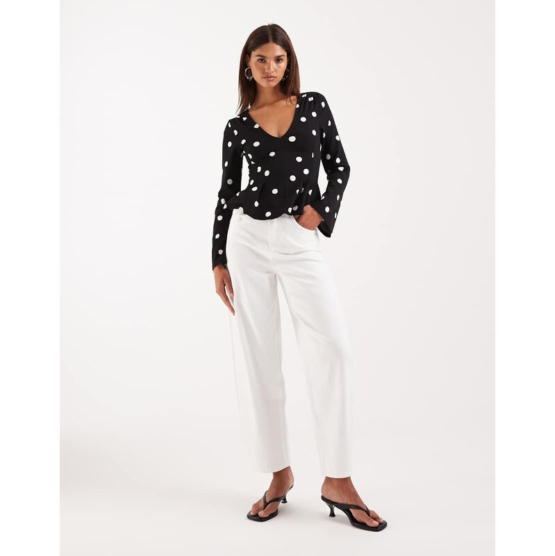 Vero Moda Billie high rise barrel leg jeans in bright white