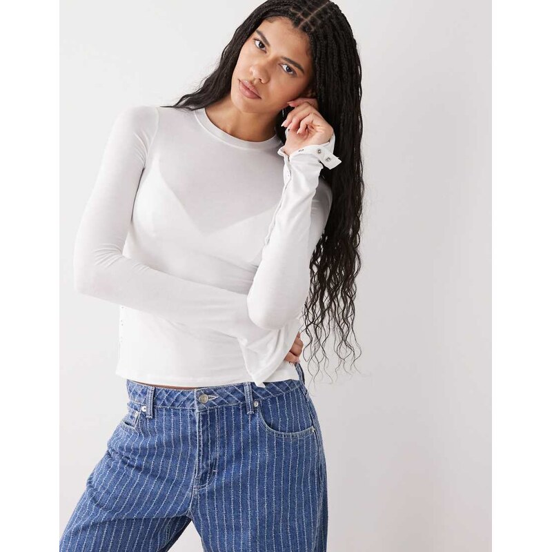 Weekday long sleeve fitted top with button detailing and