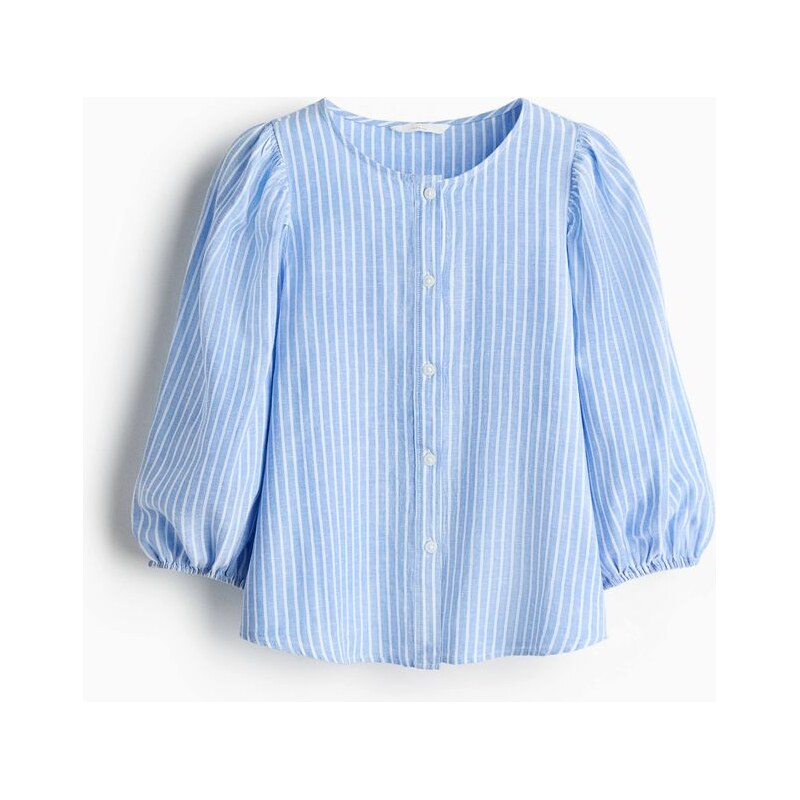 H&M - Halenka z lněné směsi - modrá 113563167