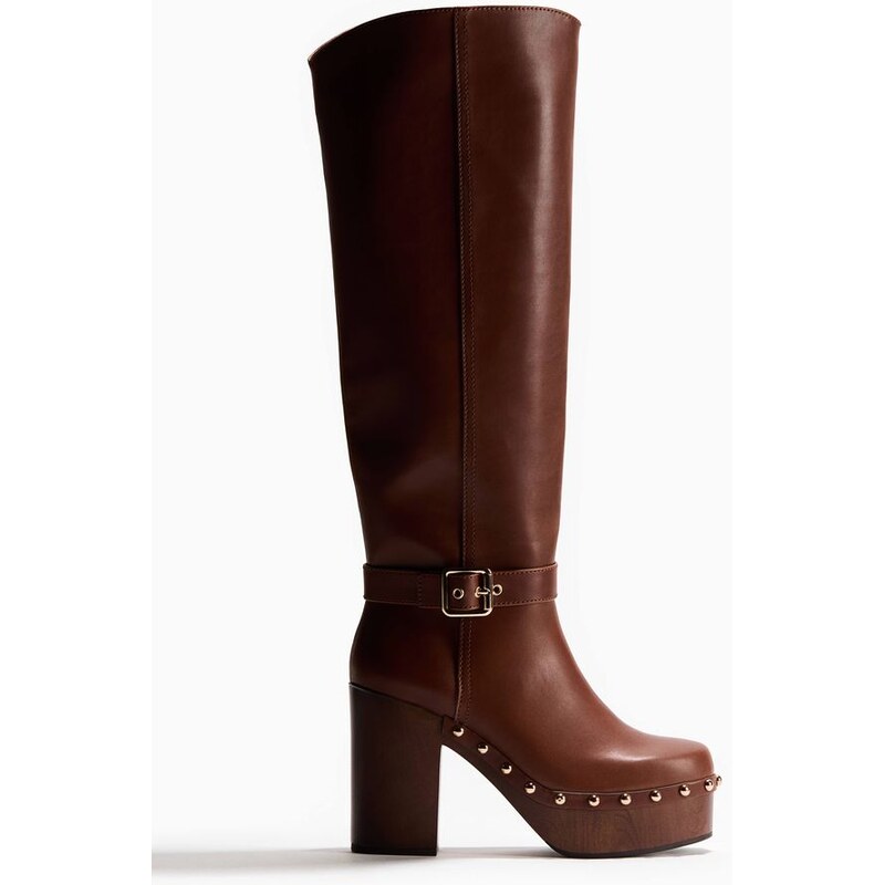 H&M - Kozačky ke kolenům - béžová 113563158