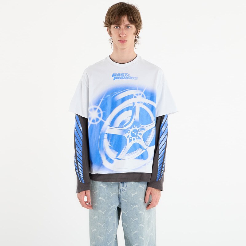 Tričko Puma x Fast & Furious Ls Tee Puma White/ Dusky Gray M