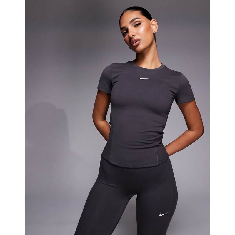 Nike Training One fitted short sleeve top in grey