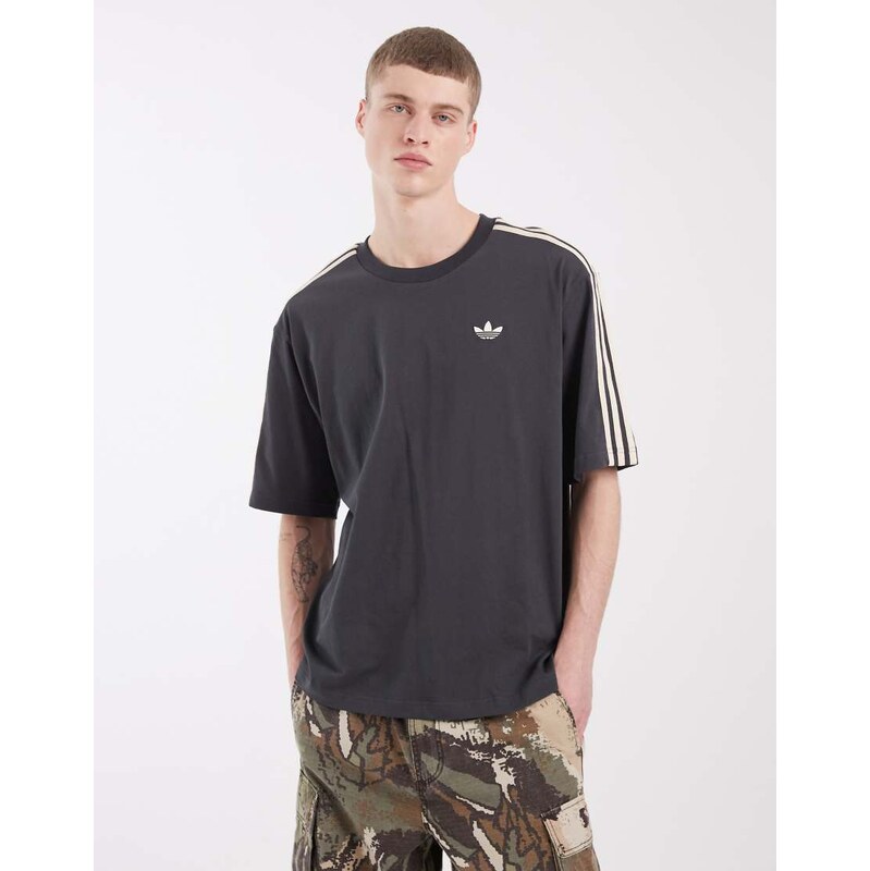 adidas Originals Three Stripe t-shirt in dark grey - exclusive